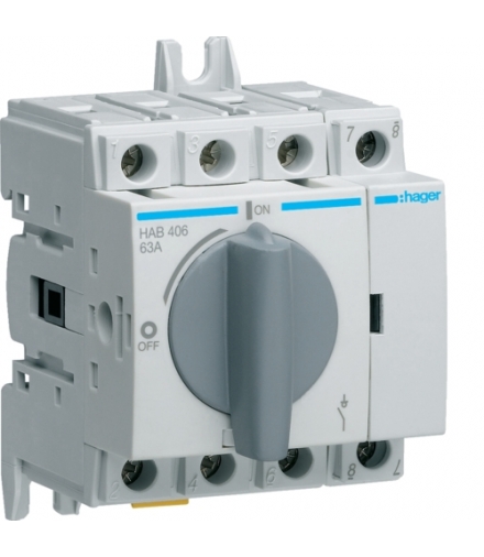 HAB406 Modułowy rozłącznik izolacyjny obrotowy 4P 63A, rozmiar 1 Hager
