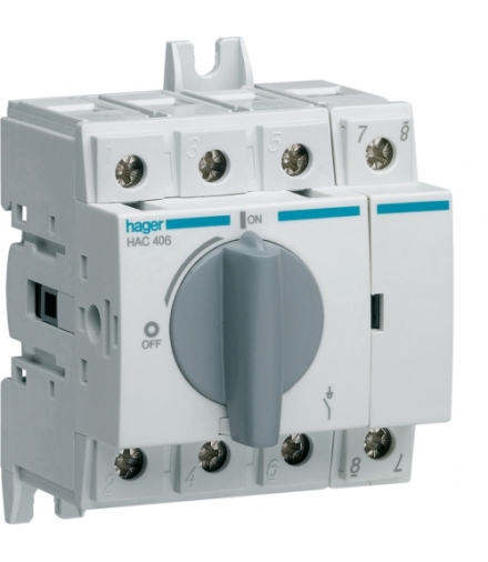 HAC406 Modułowy rozłącznik izolacyjny obrotowy 4P 63A, rozmiar 2 Hager