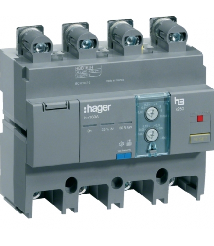 HBB161H Blok różnicowo-prądowy 4P 160A, regulowany Hager