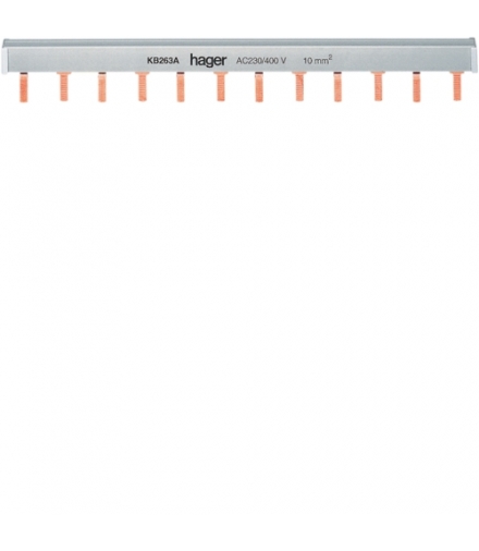 KB263A Szyna grzebieniowa kołkowa pozioma 2P 10mm² 12M Hager