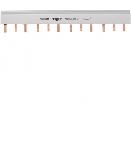KB363C Szyna grzebieniowa kołkowa pozioma 3P 10mm² 24M Hager