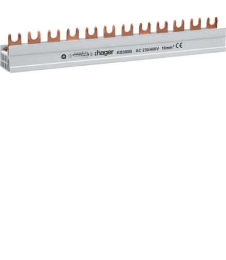 KB380B Szyna grzebieniowa kołkowa pozioma 3P 16mm² 57M Hager