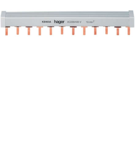 KB463A Szyna grzebieniowa kołkowa pozioma 4P 10mm² 12M Hager