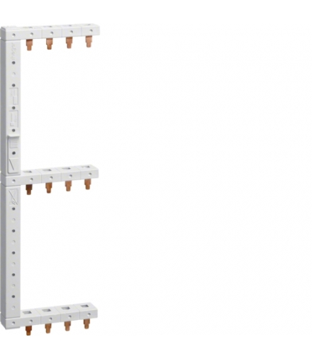KCF668L Szyna grzebieniowa kołkowa pionowa 4P 16mm² do RCCB 3-rzędowa lewa 125mm Hager