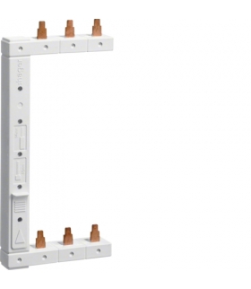 KCL363L Szyna grzebieniowa kołkowa pionowa 3P 16mm² do MCB 2-rzędowa lewa 125mm Hager