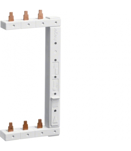 KCL363R Szyna grzebieniowa kołkowa pionowa 3P 16mm² do MCB 2-rzędowa prawa 125mm Hager