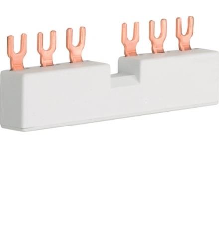 KD302M Szyna fazowa widełkowa 3P do 2 wyłączników silnikowych MM5xxN, 10 mm² Hager
