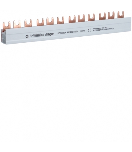 KDN380A Szyna grzebieniowa widełkowa pozioma 3P 16mm² 12M Hager