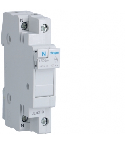 L50600 Modułowa podstawa bezpiecznikowa 1P+N wkł.bezp.cyl.L38 10x38mm 32A 400VAC Hager