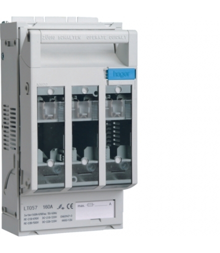 LT057 LT rozłącznik bezpiecz. NH00 3P 160A 690VAC szyny 60mm odp.zac.pryzm.Cu/Al 70mm² Hager