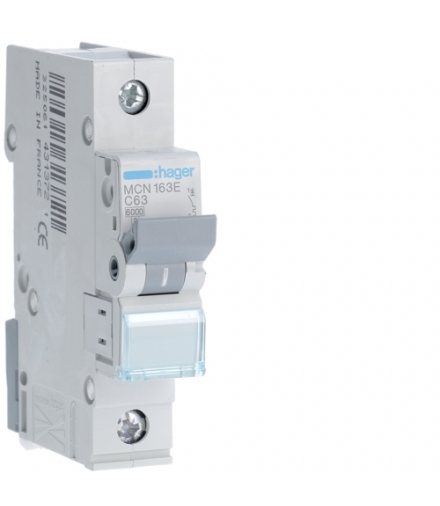 MCN163E MCB Wyłącznik nadprądowy Icn 6000A 1P C 63A Hager