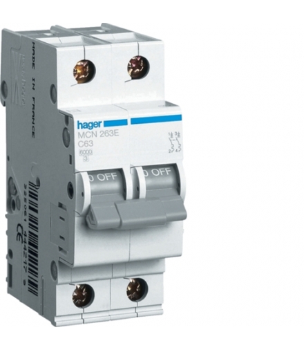 MCN263E MCB Wyłącznik nadprądowy Icn 6000A 2P C 63A Hager