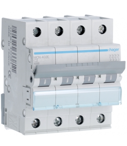 MCN402E MCB Wyłącznik nadprądowy Icn 6000A 4P C 2A Hager