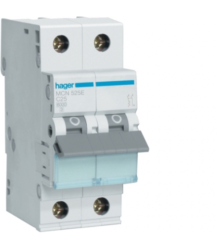 MCN525E MCB Wyłącznik nadprądowy Icn 6000A 1P+N C 25A Hager