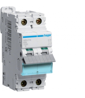 NBN216 MCB Wyłącznik nadprądowy Icn 10000A / Icu 15kA 2P B 16A Hager