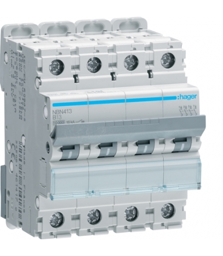 NBN413 MCB Wyłącznik nadprądowy Icn 10000A / Icu 15kA 4P B 13A Hager