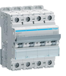 NCN440 MCB Wyłącznik nadprądowy Icn 10000A / Icu 15kA 4P C 40A Hager