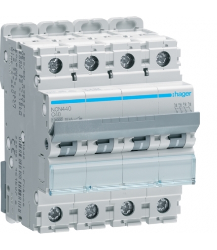 NCN440 MCB Wyłącznik nadprądowy Icn 10000A / Icu 15kA 4P C 40A Hager