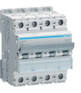 NCN650 MCB Wyłącznik nadprądowy Icn 10000A / Icu 15kA 3P+N C 50A Hager