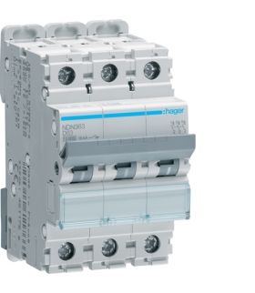 NDN363 MCB Wyłącznik nadprądowy Icn 10000A / Icu 15kA 3P D 63A Hager