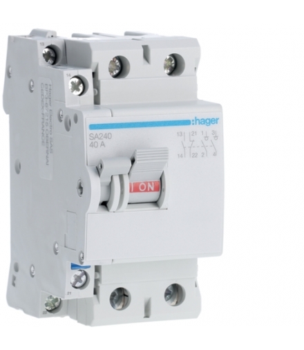 SA240 Modułowy rozłącznik izolacyjny z możliwością wyzwalania 2P 40A 230VAC, styk pom. Hager