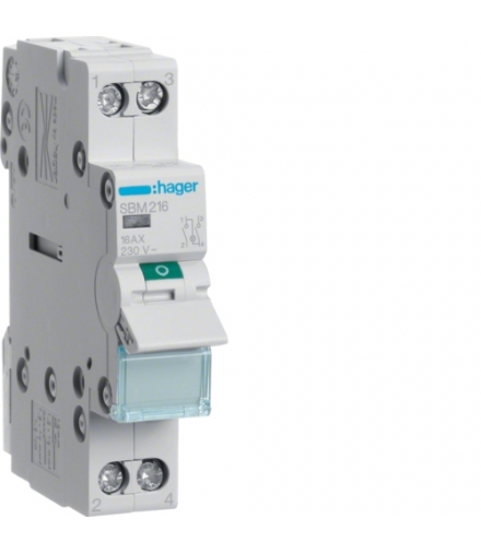SBM216 Modułowy rozłącznik izolacyjny z lampką sygnalizacyjną 2P 16A 230VAC Hager