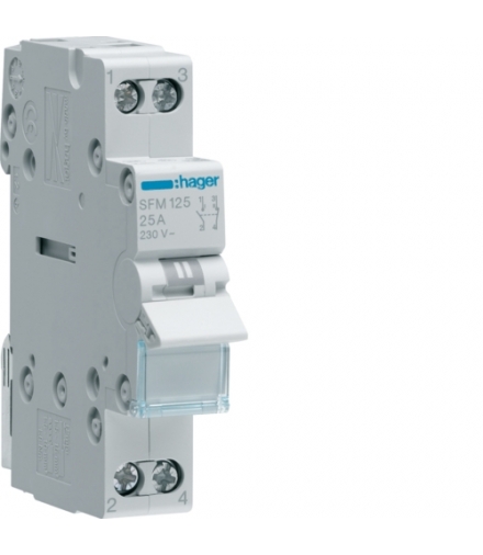 SFM125 Modułowy przełącznik instalacyjny I-II 2-obwodowy 1NO+1NC 25A 230VAC Hager