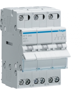 SFT340 Modułowy przełącznik instalacyjny I-0-II punkt wspólny od góry 3P 40A 400VAC Hager