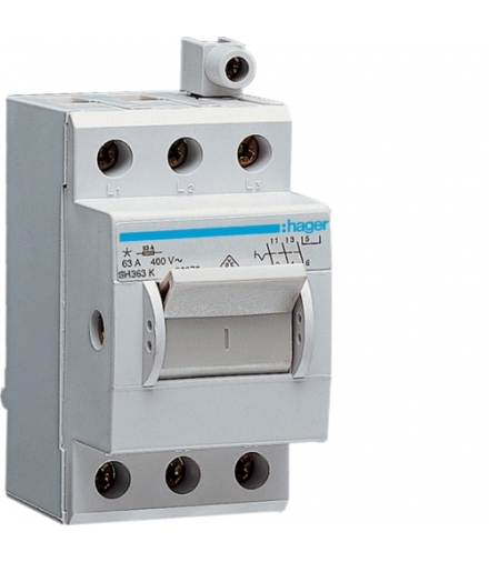 SH363K Modułowy rozłącznik izolacyjny w obudowie kompaktowej 3P 63A 400VAC zac.dod. Hager