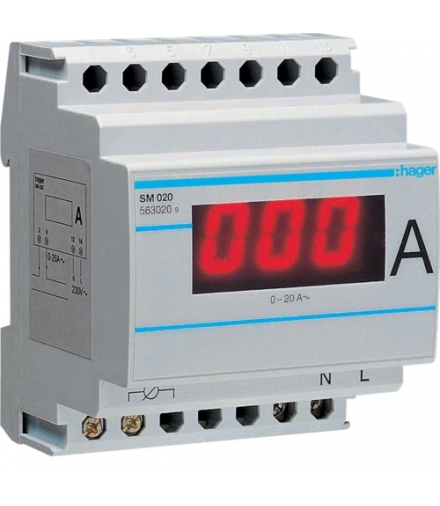 SM020 Amperomierz cyfrowy bezpośredni 0-20A Hager