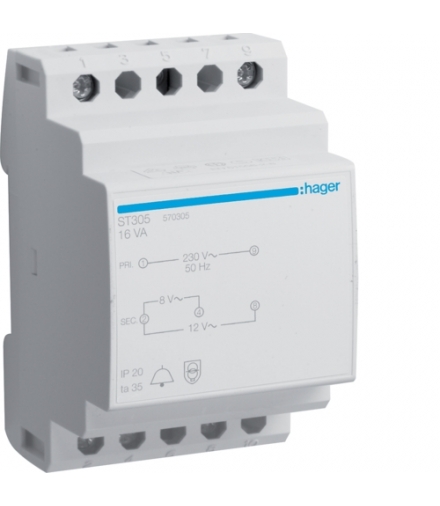 ST305 Transformator dzwonkowy 230/8-12VAC 16VA Hager