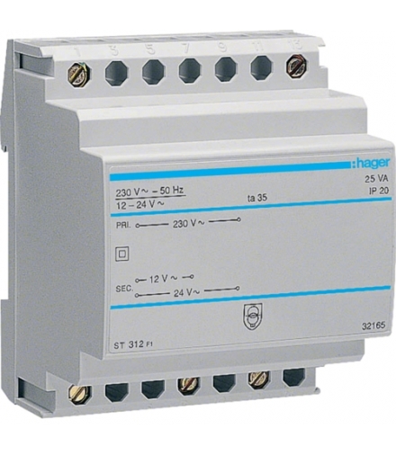 ST312 Transformator bezpieczeństwa 230/12-24VAC 25VA Hager