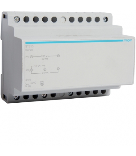 ST315 Transformator bezpieczeństwa 230/12-24VAC 63VA Hager