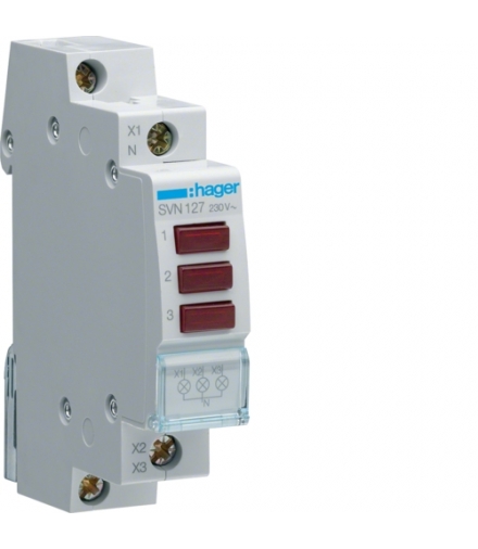 SVN127 Lampka sygnalizacyjna LED 3x czerwona 230VAC Hager