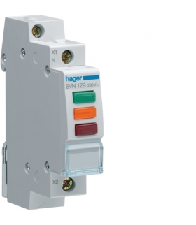 SVN129 Lampka sygnalizacyjna LED czerwona+zielona+pomarańczowa 230VAC Hager