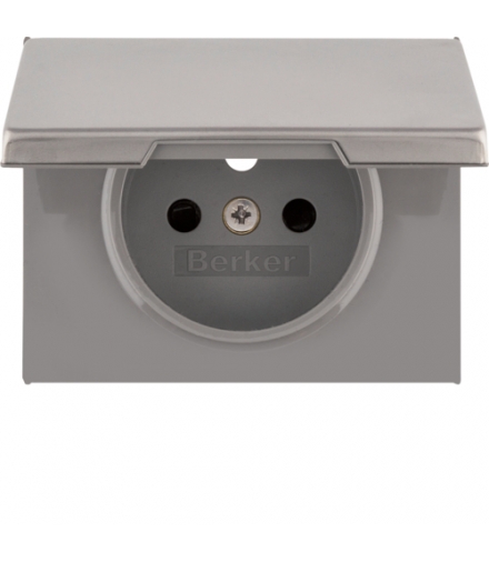 K.5 Płytka czołowa do gniazda z uziemieniem i pokrywą, stal szlachetna nierdzewna Berker 3965777104