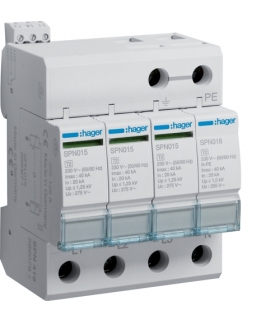 SPN419 SPD Ogranicznik przepięć T2 4P sieć TN-S/TT In 20kA Up≤1,25kV styk FM Hager
