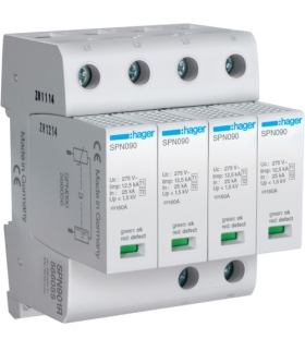 SPN901R SPD Ogranicznik przepięć T1+T2 MOV 4P sieć TN-S Iimp 50 kA Up≤1,5kV styk FM Hager