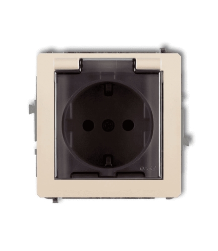 DECO Mechanizm gniazda bryzgoszczelnego 2P+Z SCHUKO (klapka dymna) Karlik 1DGPB-1sd