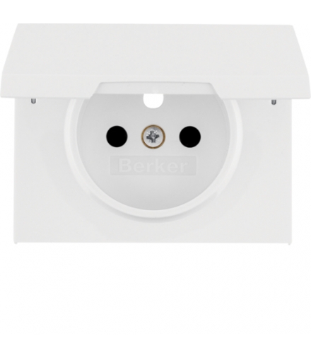 K.1 Płytka czołowa do gniazda z uziemieniem i pokrywą, biały Berker 3965777109