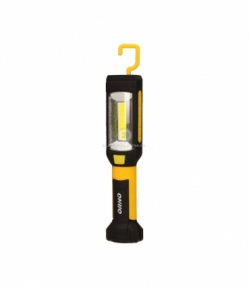 Latarka warsztatowa LED COB 3W/200lm+ LED 3W/120lm LED, magnes, haczyk, klamra, podwójne światło Orno OR-LT-1525