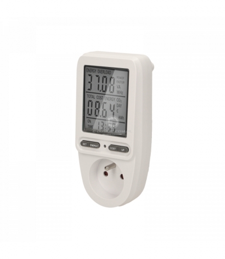 Watomierz, kalkulator energii z wyświetlaczem LCD, wersja schuko Orno OR-WAT-435(GS)