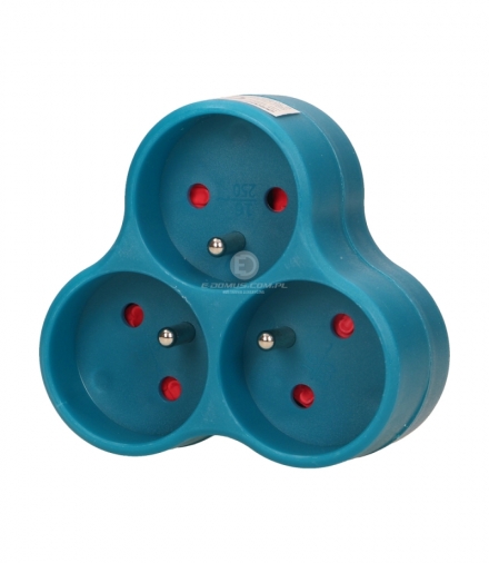 Rozgałęźnik 3x2P+Z, turkusowy Orno OR-AE-13134/T