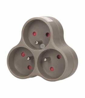 Rozgałęźnik 3x2P+Z, szary Orno OR-AE-13134/G