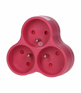 Rozgałęźnik 3x2P+Z, różowy Orno OR-AE-13134/P