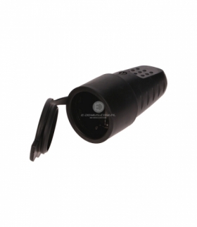 Gniazdo gumowe proste IP44 z uziemieniem, czarne, schuko Orno OR-AE-1314(GS)