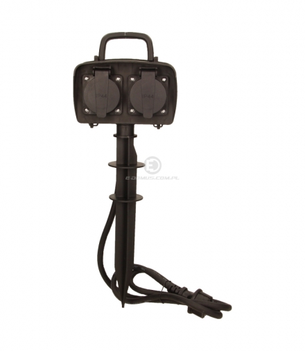 Gniazdo ogrodowe 2x2P+Z, 2300W, IP44, przewód 1,5m H07RN-F 3G1,5mm2 Orno OR-AE-13138