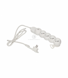 Przedłużacz 4-krotny z wyłącz. ON/OFF, 3m, biały