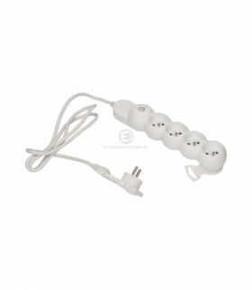 Przedłużacz 4-krotny z wyłącz. ON/OFF, 5m, biały