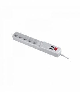 Listwa przeciwprzepięciowa, 5 gniazd 2P+Z, wyłącznik ON/OFF, przewód 3x1mm2 - 3m Orno PS-P/3M